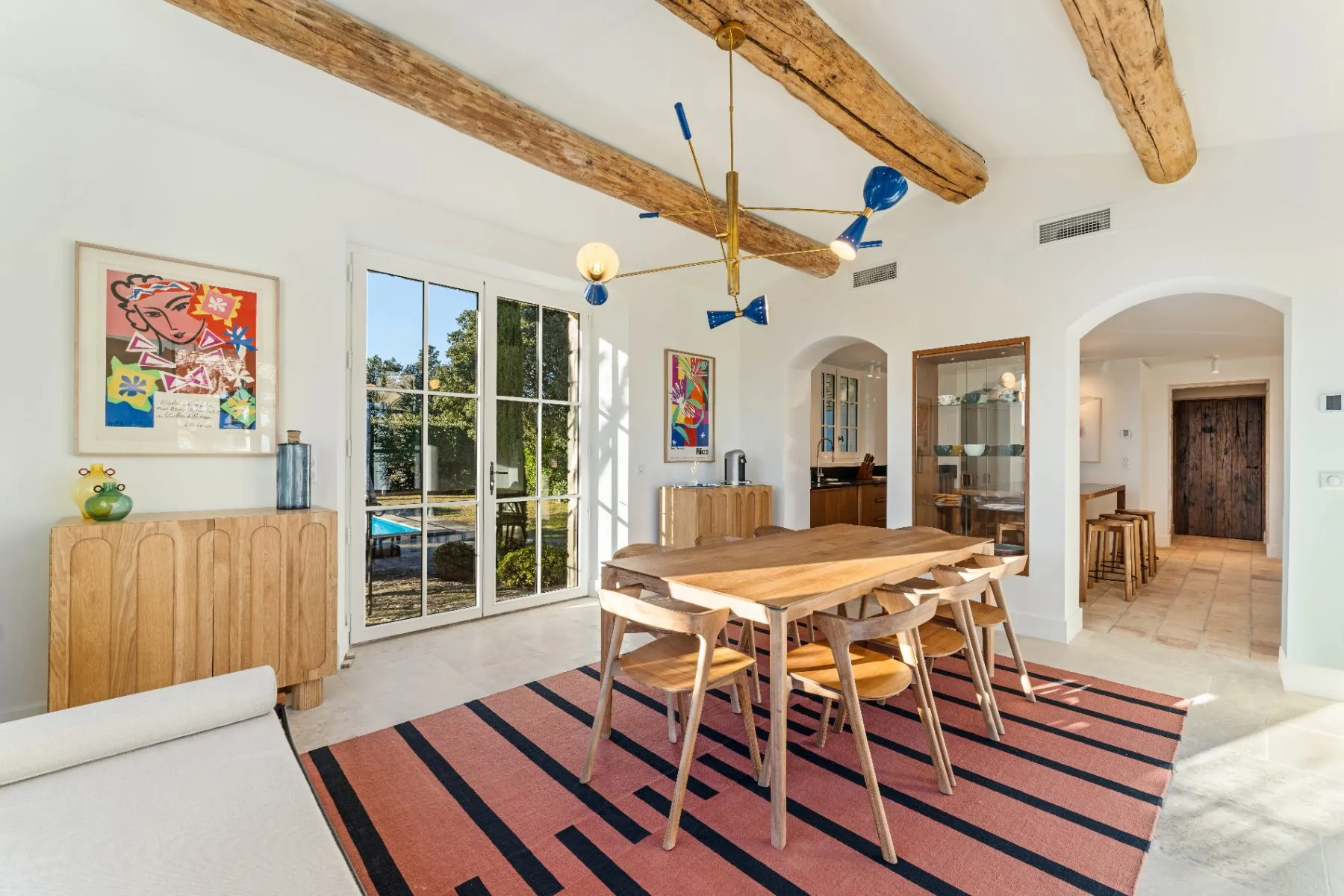Dining table set for eight